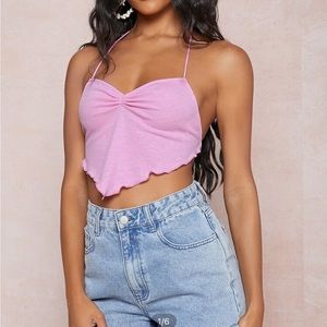 Pink tie bandana halter top
